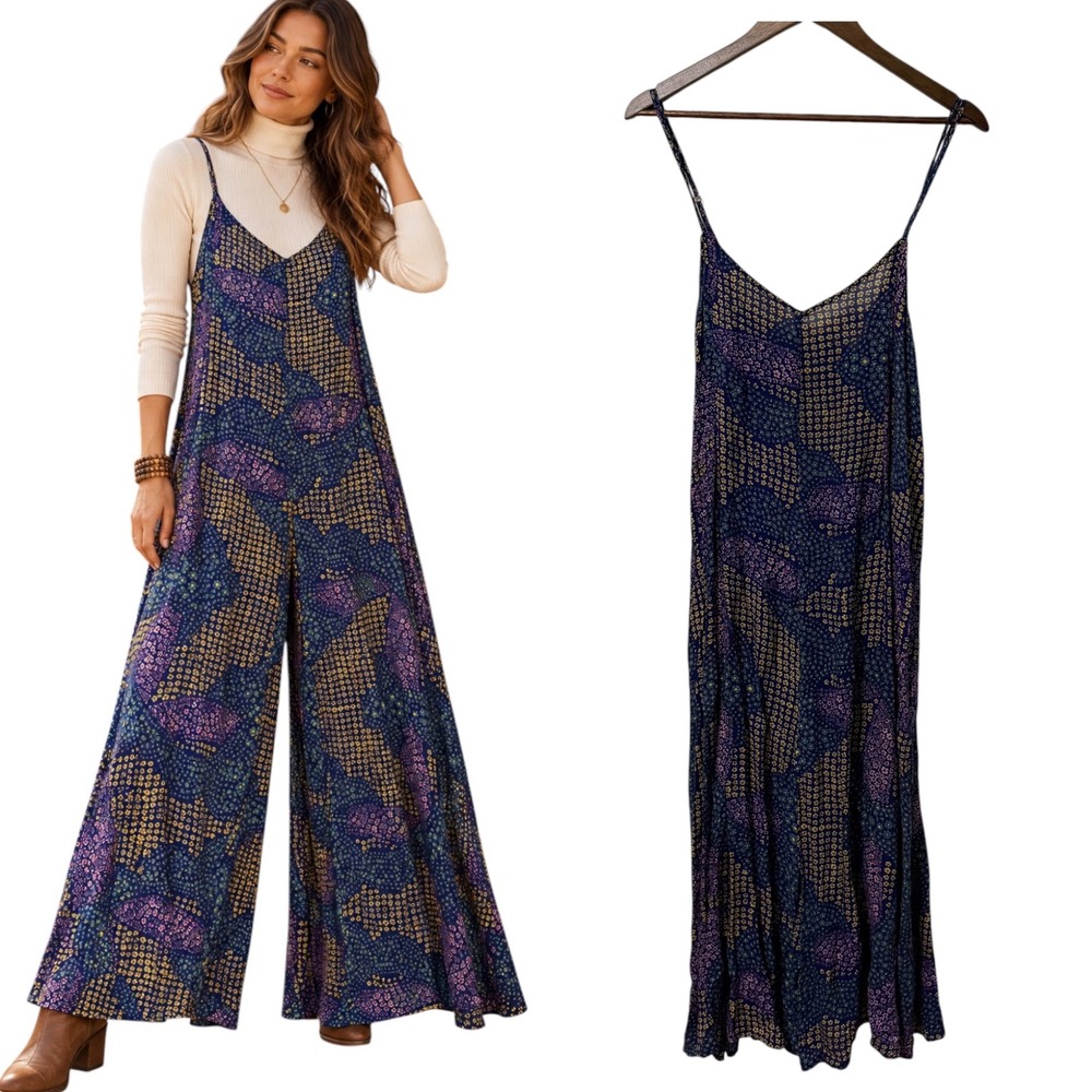 Floreat Anthropologie Jumpsuit Womens S Daphne Floral Wide Leg Boho Layering Fal